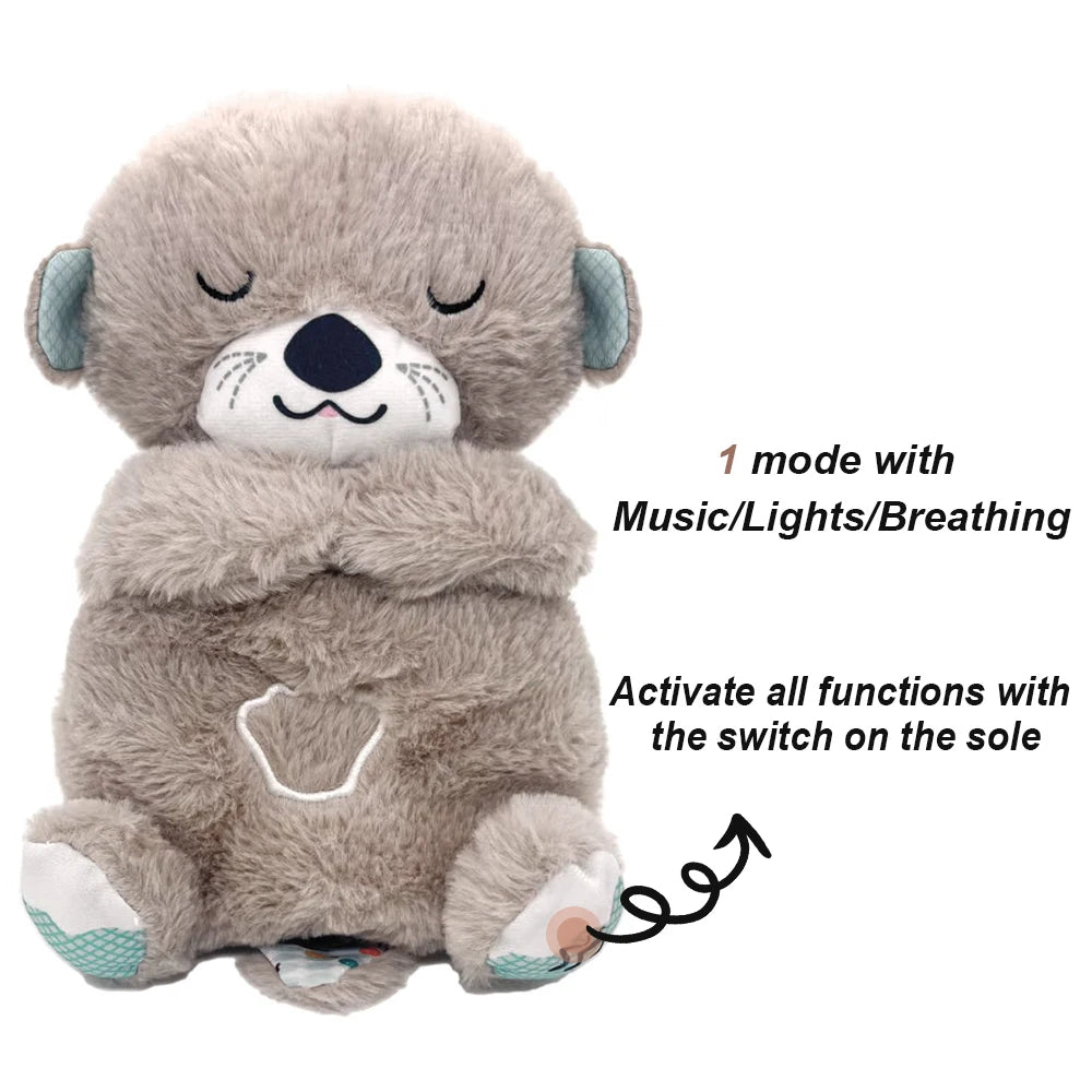 Breathing Plush Doll Toy Baby Kids Soothing Music Baby Sleeping Companion Sound and Light Doll Toy Gift