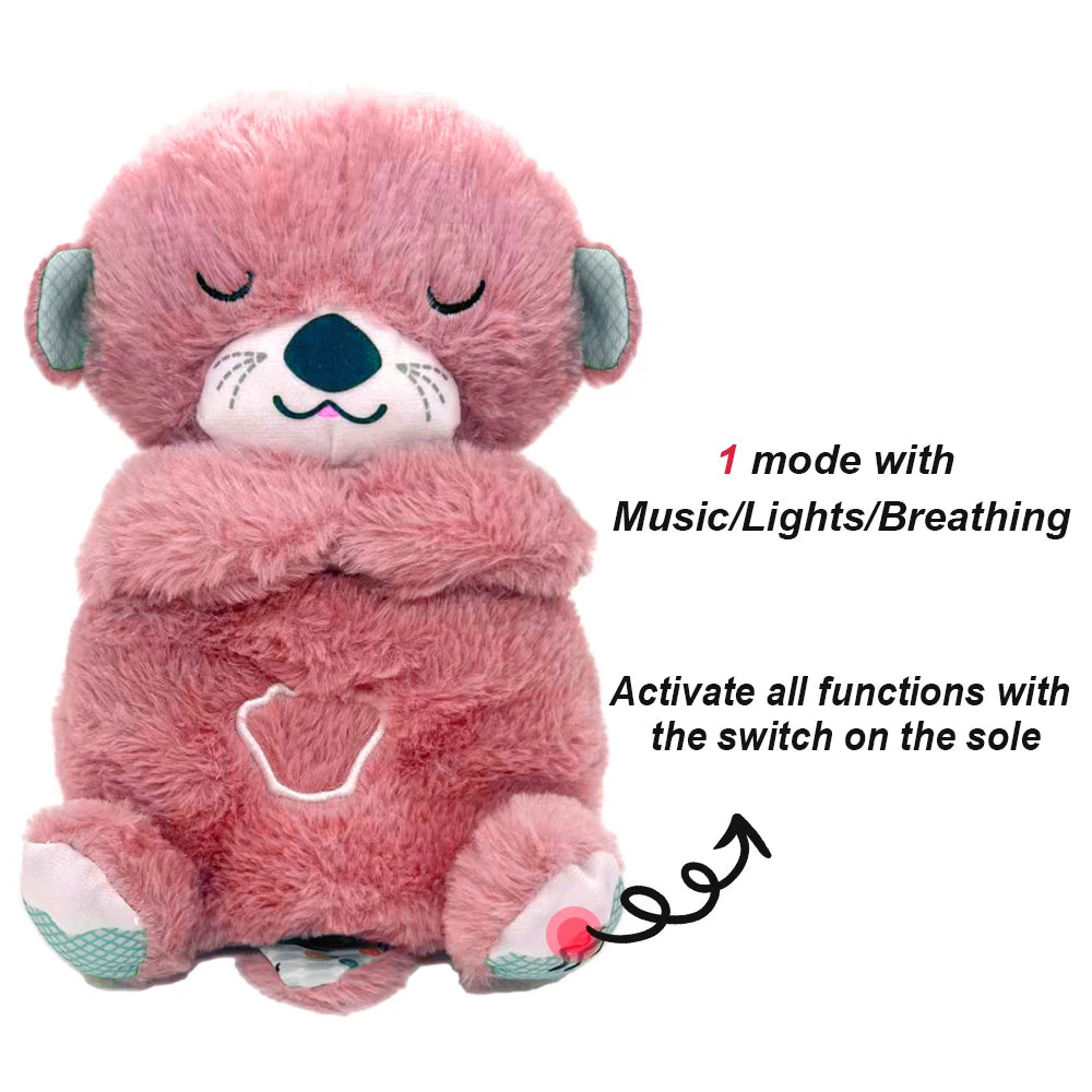Breathing Plush Doll Toy Baby Kids Soothing Music Baby Sleeping Companion Sound and Light Doll Toy Gift