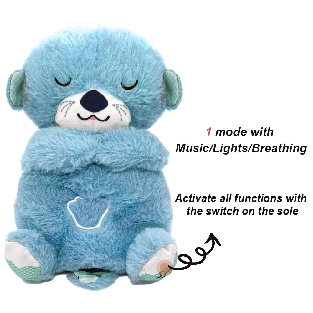 Breathing Plush Doll Toy Baby Kids Soothing Music Baby Sleeping Companion Sound and Light Doll Toy Gift