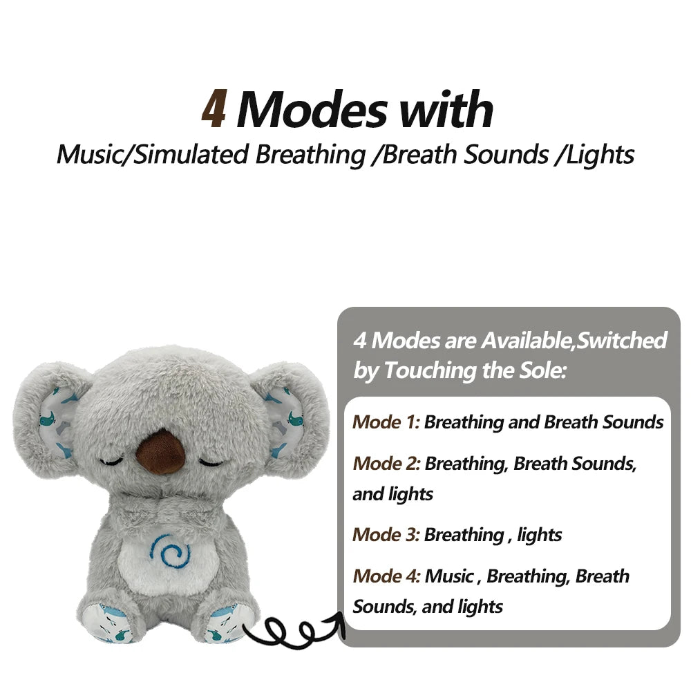 Breathing Plush Doll Toy Baby Kids Soothing Music Baby Sleeping Companion Sound and Light Doll Toy Gift