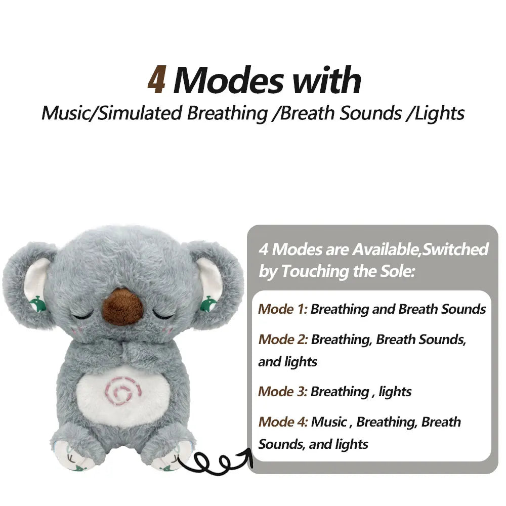 Breathing Plush Doll Toy Baby Kids Soothing Music Baby Sleeping Companion Sound and Light Doll Toy Gift