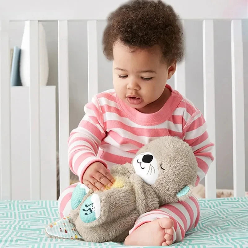 Breathing Plush Doll Toy Baby Kids Soothing Music Baby Sleeping Companion Sound and Light Doll Toy Gift