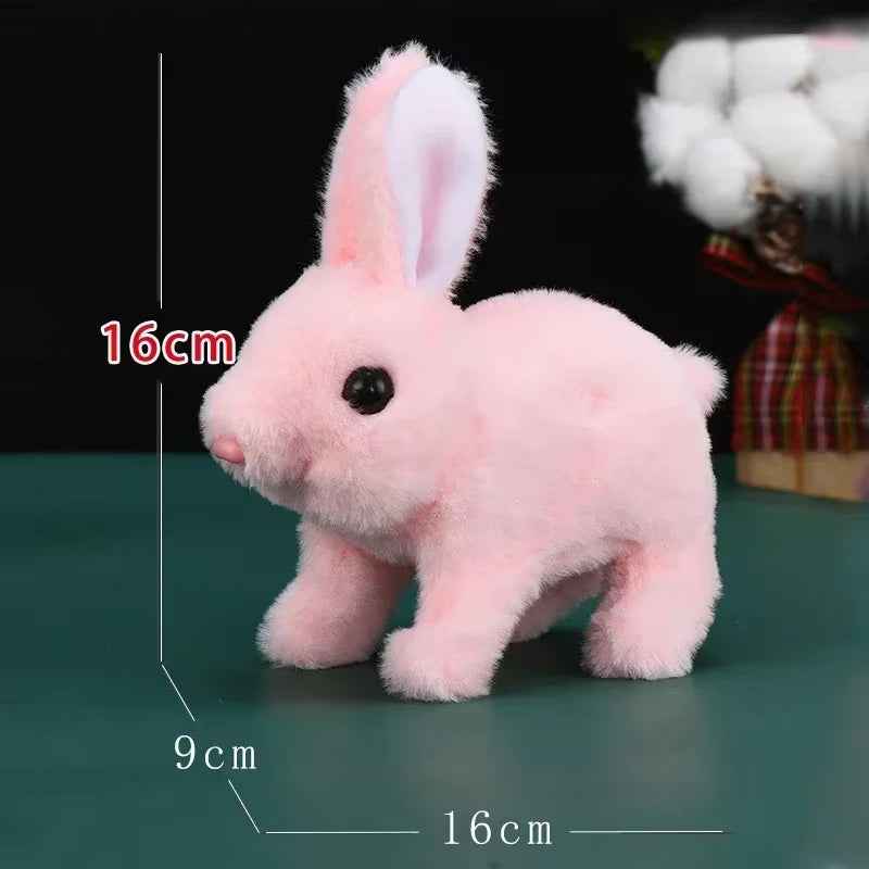 Simulation Electric Toy Cartoon Small Solid Color Plush Electric Rabbit Can Walk and Nod Animal Doll Toy for Men and Women Child