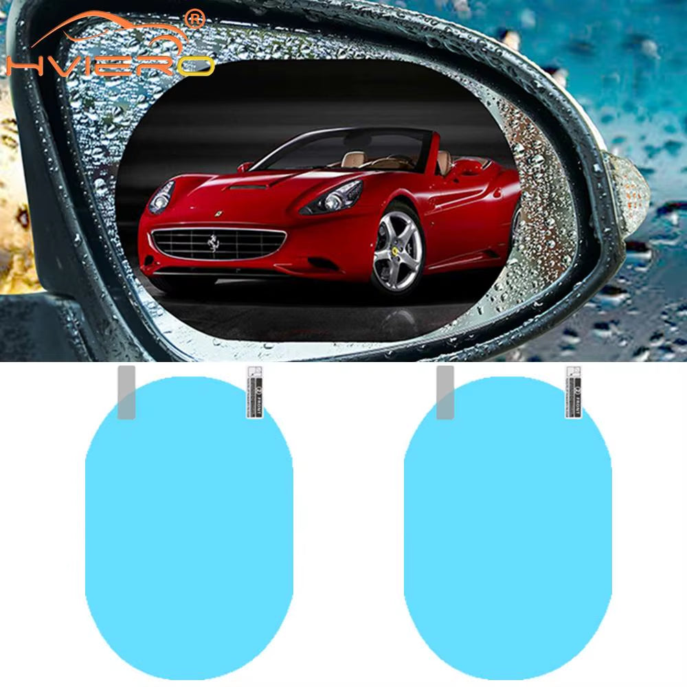 2X Car Stickers Rearview Mirror Protection against Rain Fog Transparent Film Anti-Glare Rainy Days Clear Vision Auto Accessories