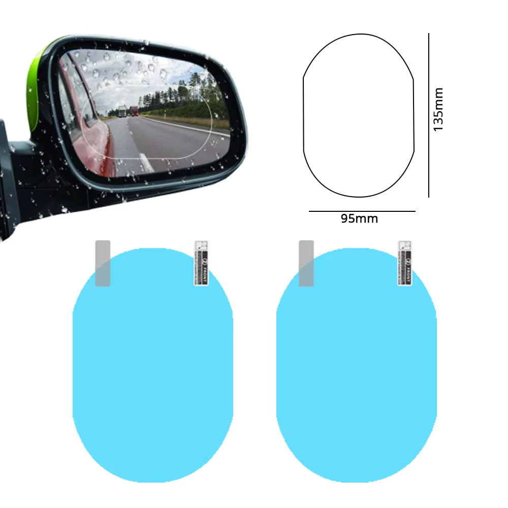 2X Car Stickers Rearview Mirror Protection against Rain Fog Transparent Film Anti-Glare Rainy Days Clear Vision Auto Accessories