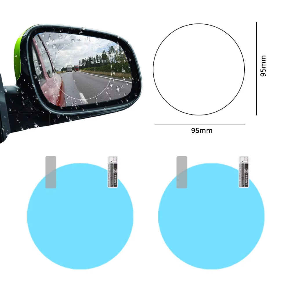 2X Car Stickers Rearview Mirror Protection against Rain Fog Transparent Film Anti-Glare Rainy Days Clear Vision Auto Accessories