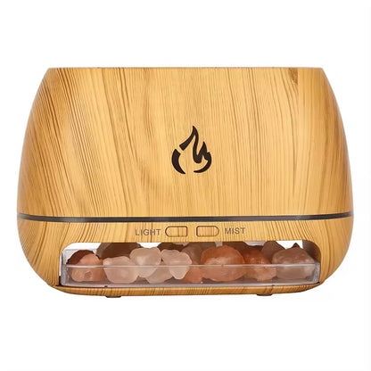 New Himalayan Crystal Salt Stone Aroma Air Humidifiers 3D Flame Fire Colorful Night Light Aromatherapy Essential Oil Diffuser