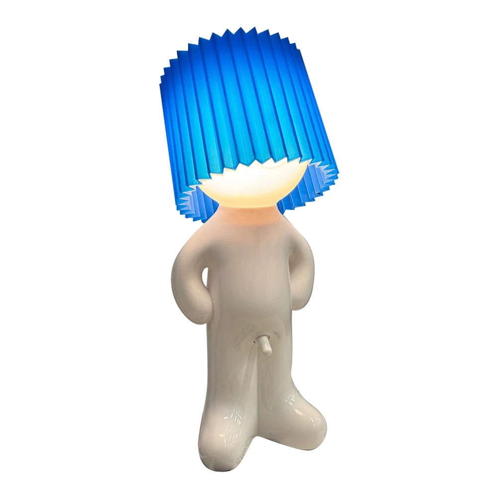 US Plug Naughty Boy Creative Table Lamp Unique LED Pleats Reading Lighting Bedroom Bedside Night Light Children Adult Gift