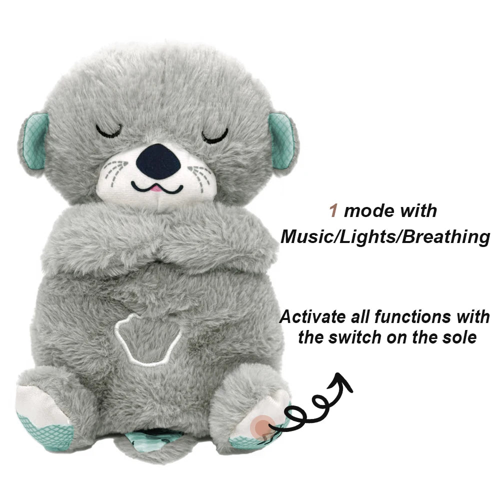 Breathing  Plush Doll Toy Baby Kids Soothing Music Baby Sleeping Companion Sound and Light Doll Toy Gift