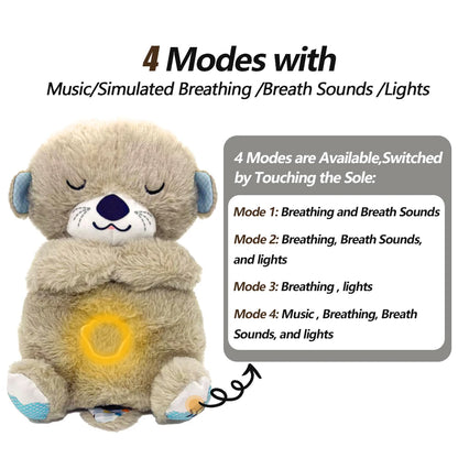 Breathing  Plush Doll Toy Baby Kids Soothing Music Baby Sleeping Companion Sound and Light Doll Toy Gift