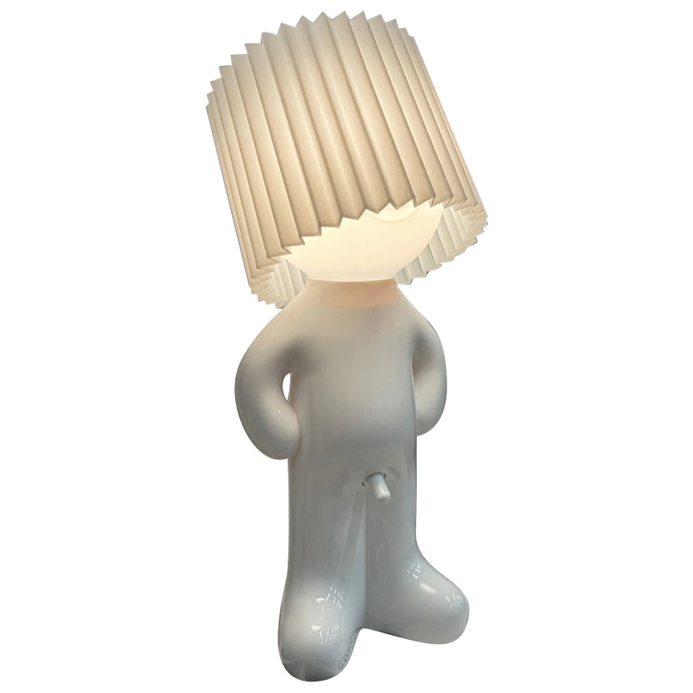 US Plug Naughty Boy Creative Table Lamp Unique LED Pleats Reading Lighting Bedroom Bedside Night Light Children Adult Gift