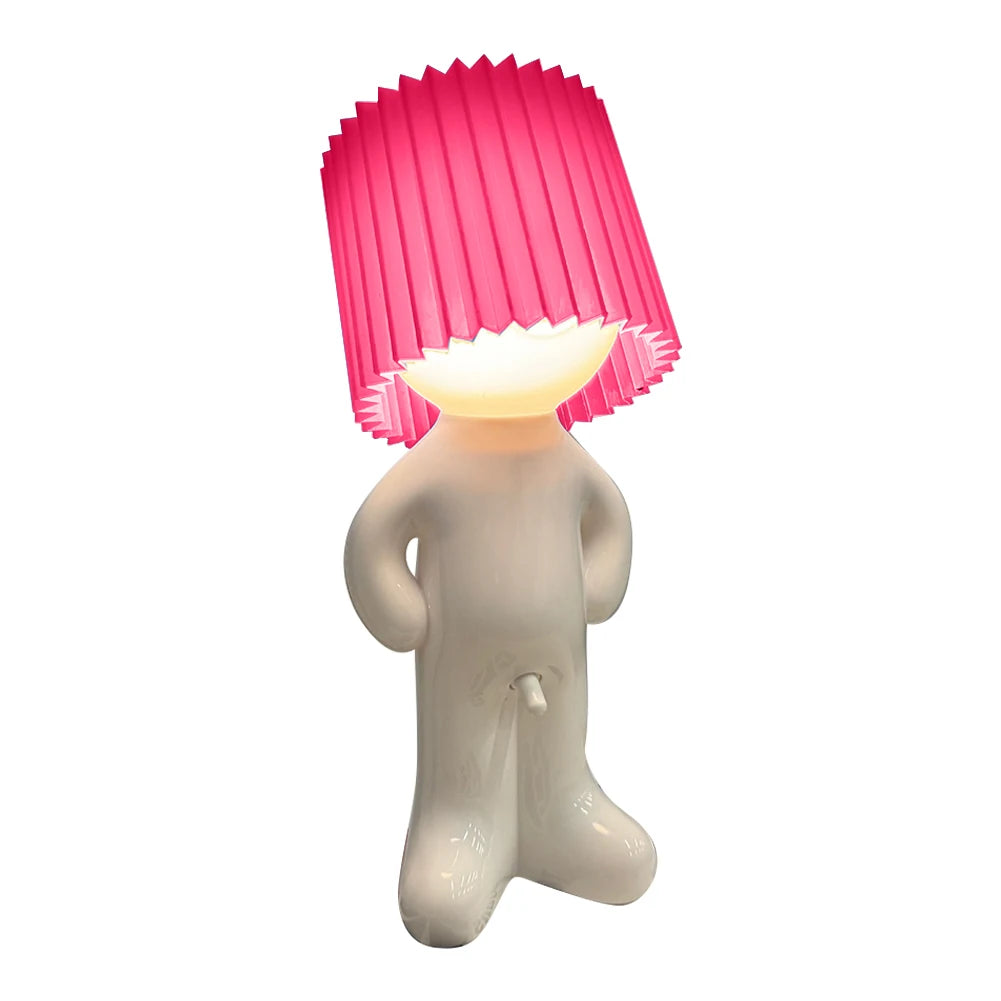 US Plug Naughty Boy Creative Table Lamp Unique LED Pleats Reading Lighting Bedroom Bedside Night Light Children Adult Gift