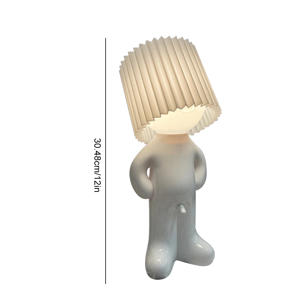 US Plug Naughty Boy Creative Table Lamp Unique LED Pleats Reading Lighting Bedroom Bedside Night Light Children Adult Gift