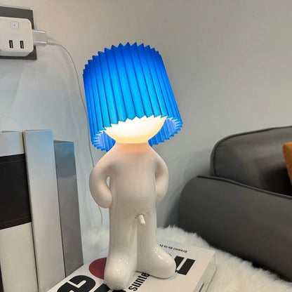 US Plug Naughty Boy Creative Table Lamp Unique LED Pleats Reading Lighting Bedroom Bedside Night Light Children Adult Gift