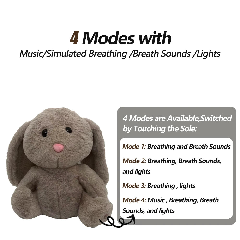 Breathing  Plush Doll Toy Baby Kids Soothing Music Baby Sleeping Companion Sound and Light Doll Toy Gift