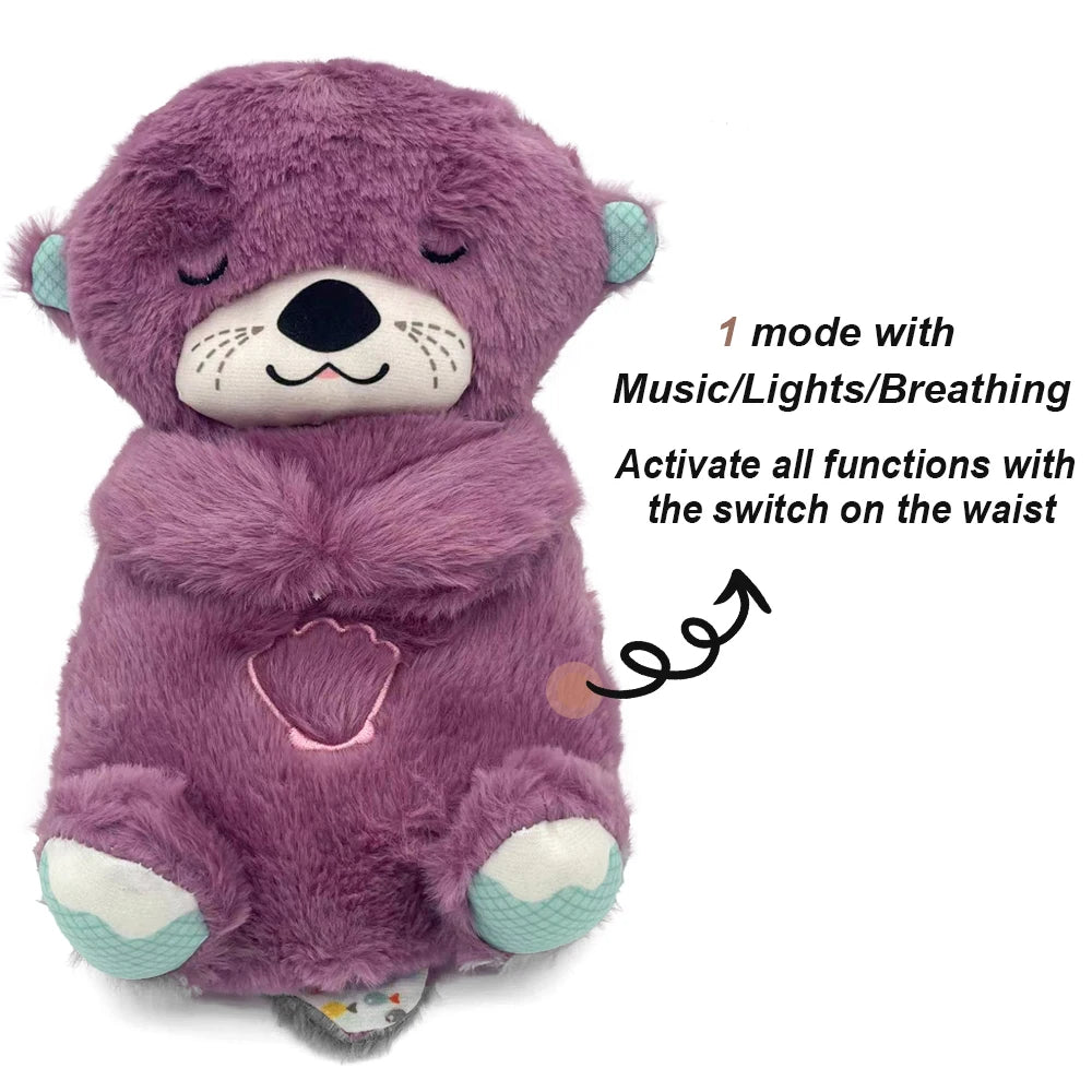 Breathing  Plush Doll Toy Baby Kids Soothing Music Baby Sleeping Companion Sound and Light Doll Toy Gift