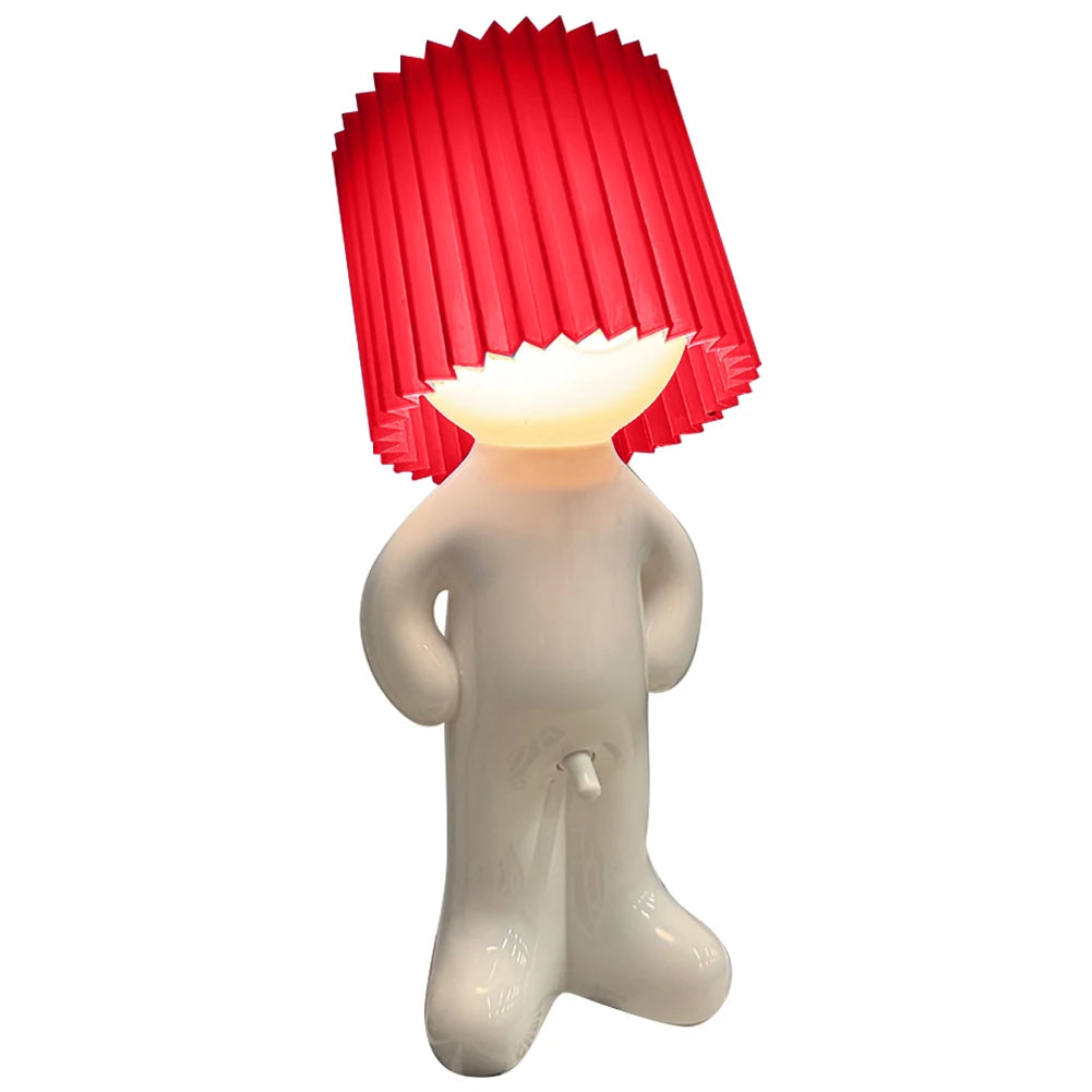 US Plug Naughty Boy Creative Table Lamp Unique LED Pleats Reading Lighting Bedroom Bedside Night Light Children Adult Gift