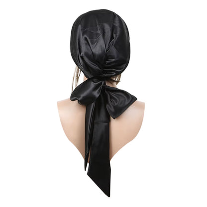 Women Fashion Sleeping Bonnet Cap Soft Pure Silk Sleep Hats Hair Care Wrap Female Night Cap 10 Kinds of Color