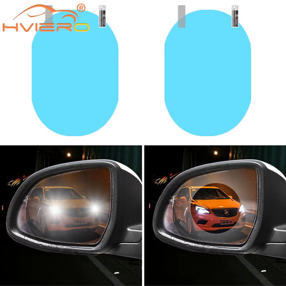 2X Car Stickers Rearview Mirror Protection against Rain Fog Transparent Film Anti-Glare Rainy Days Clear Vision Auto Accessories