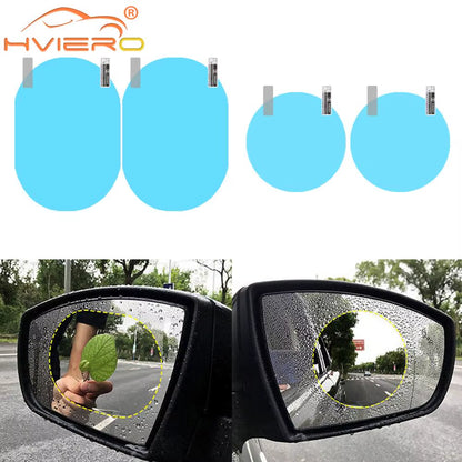 2X Car Stickers Rearview Mirror Protection against Rain Fog Transparent Film Anti-Glare Rainy Days Clear Vision Auto Accessories